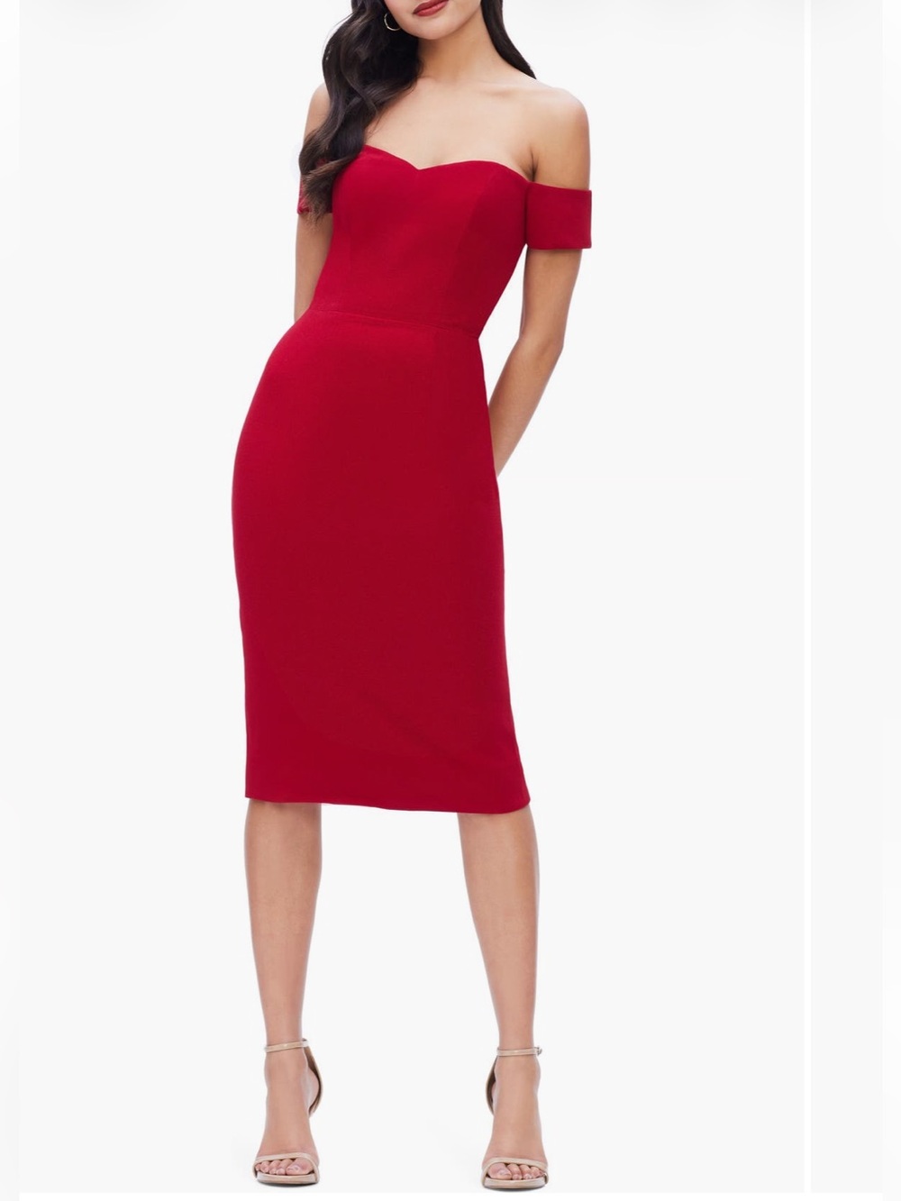 DRESS THE POPULATION Bailey Dress in Garnet